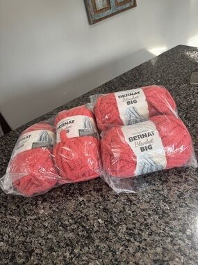 Bernat Blanket Big Yarn Skeins - deep Coral bundle of 4